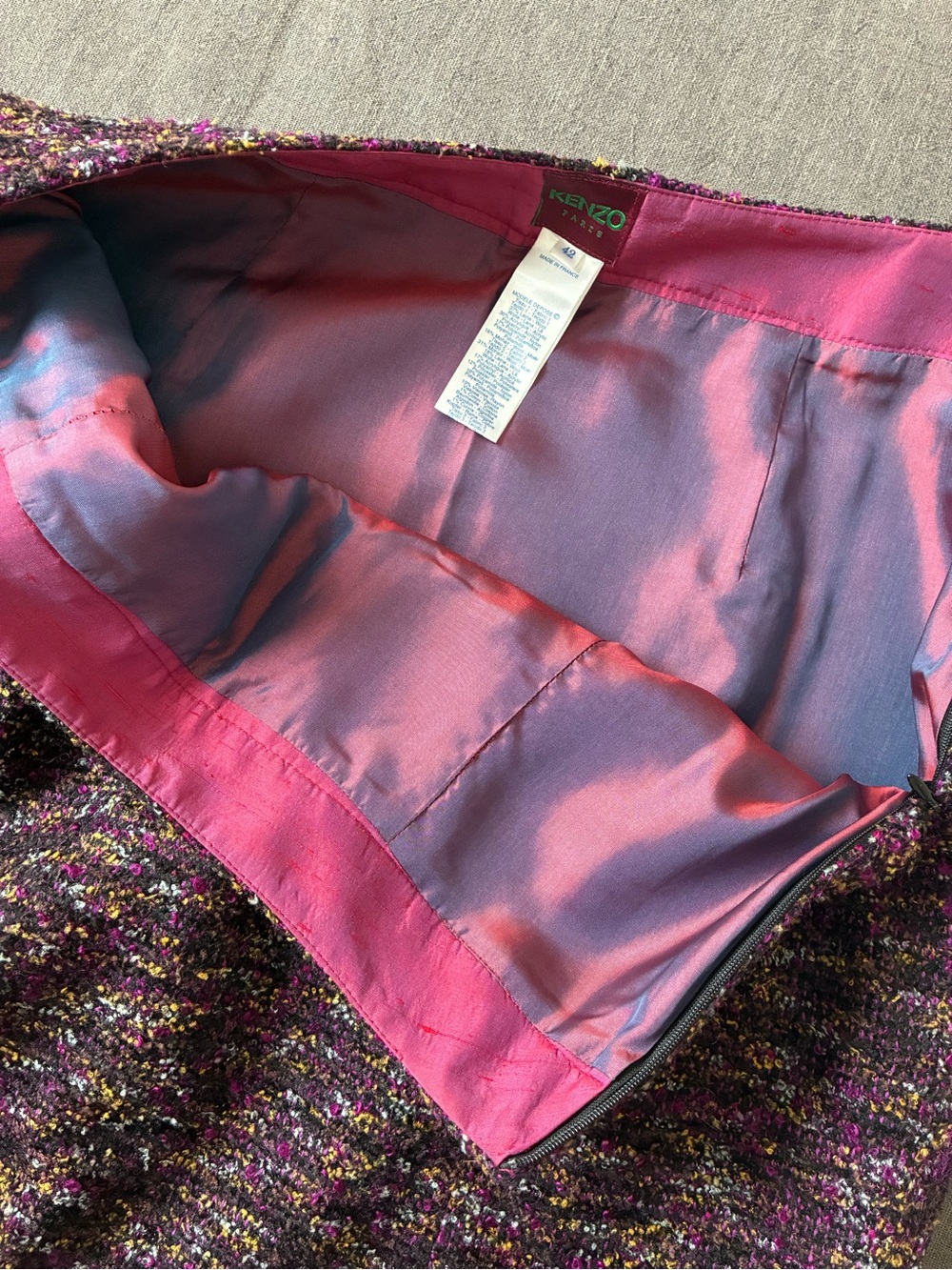 Kenzo Purple Wool Mohair Maxi Skirt with Magenta Accents and Silk Lining - Picture 8 of 9